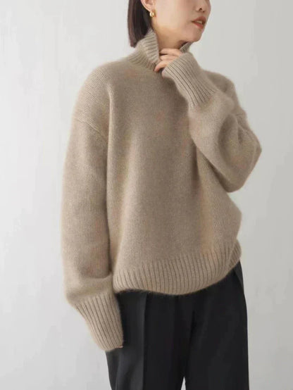 Pull oversize en cachemire à col roulé pour femme