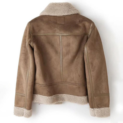 Veste en Cuir Luxe Doublée en Sherpa pour Femmes