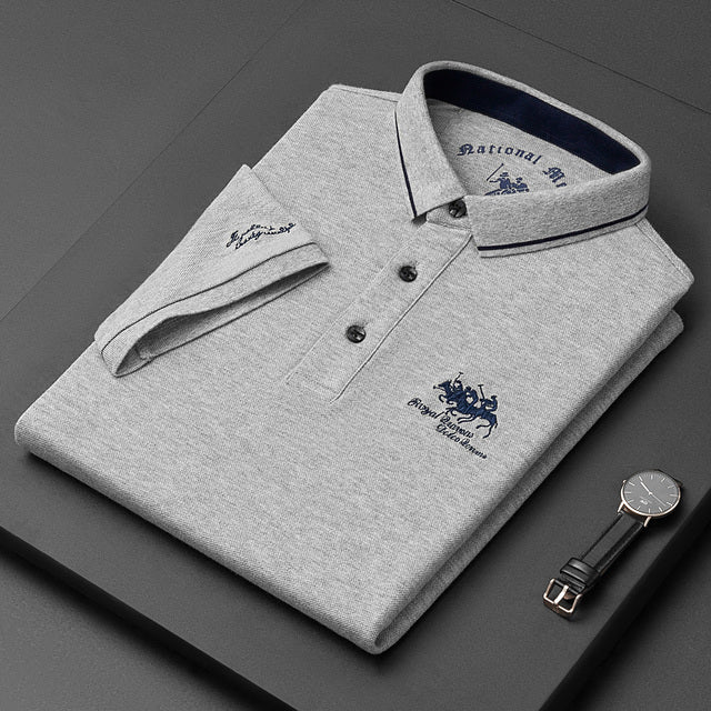 Polo Homme Signature Ajusté avec Couture