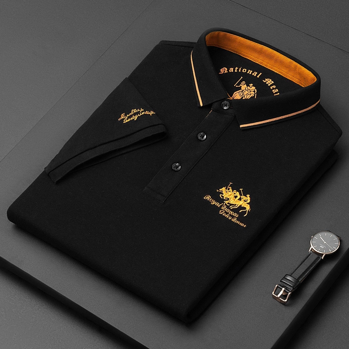 Polo Homme Signature Ajusté avec Couture