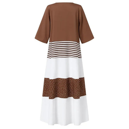 Robe Maxi à Rayures à Col V pour Femme