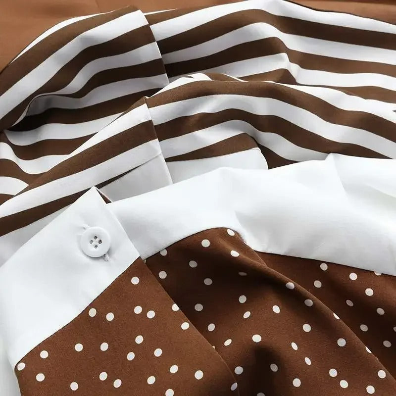 Robe Maxi à Rayures à Col V pour Femme