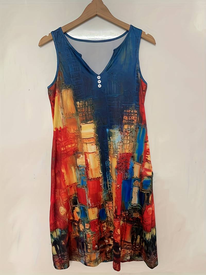 Robe Mini Sans Manches Tie Dye Imprimé pour Femme