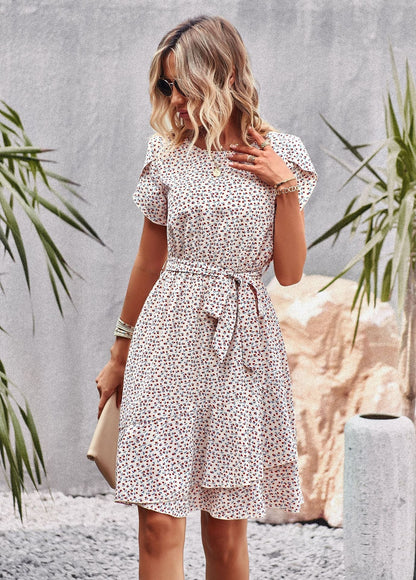 Robe Midi Élégante d'Été Femmes avec Ceinture