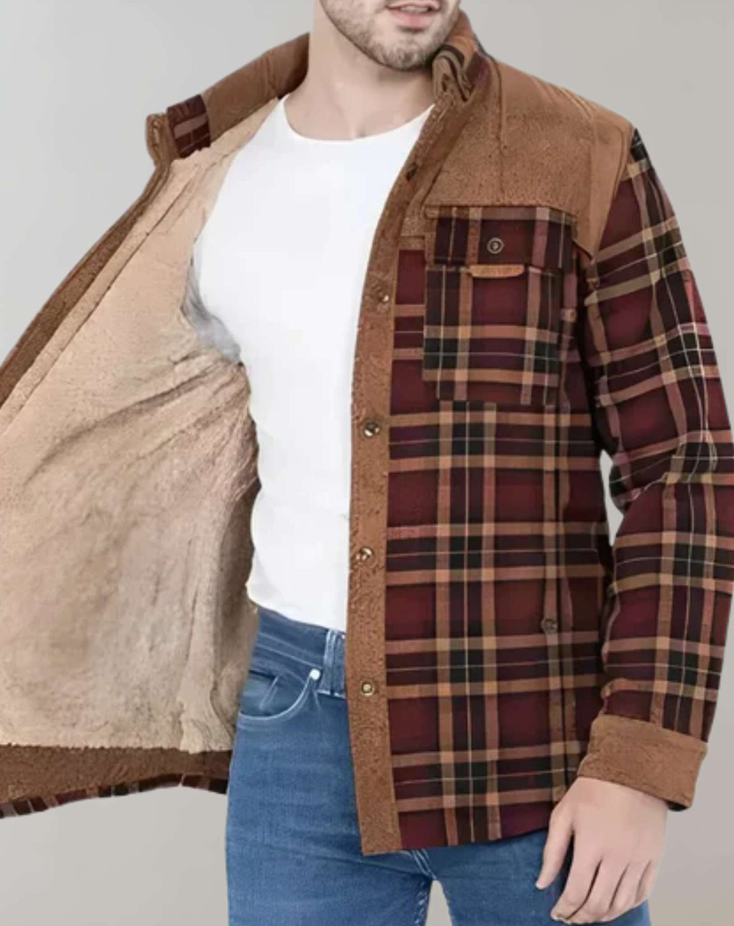 Veste en Flanelle Doublée Polaire pour Hommes