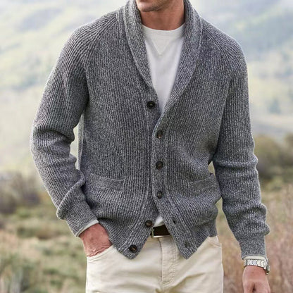 Cardigan boutonné en laine pour hommes style vintage