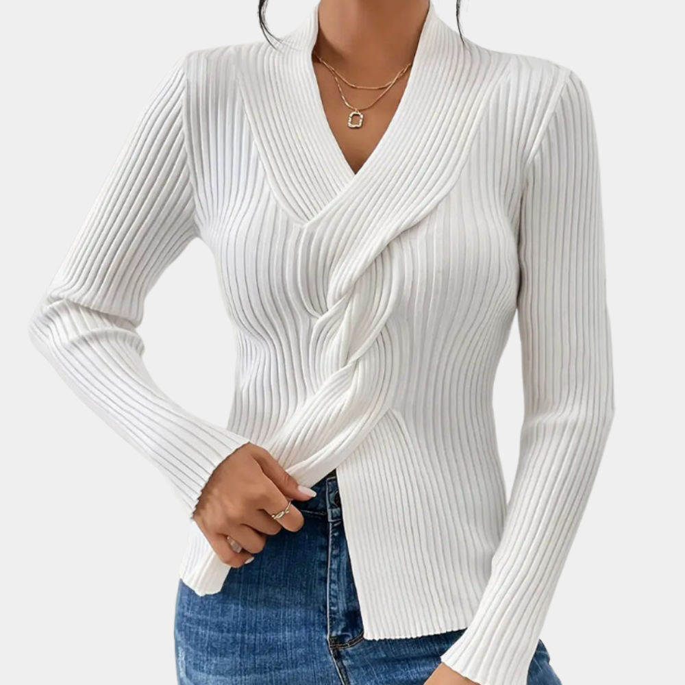 Pull Femmes V-neck Tissé Stylé et Elegante