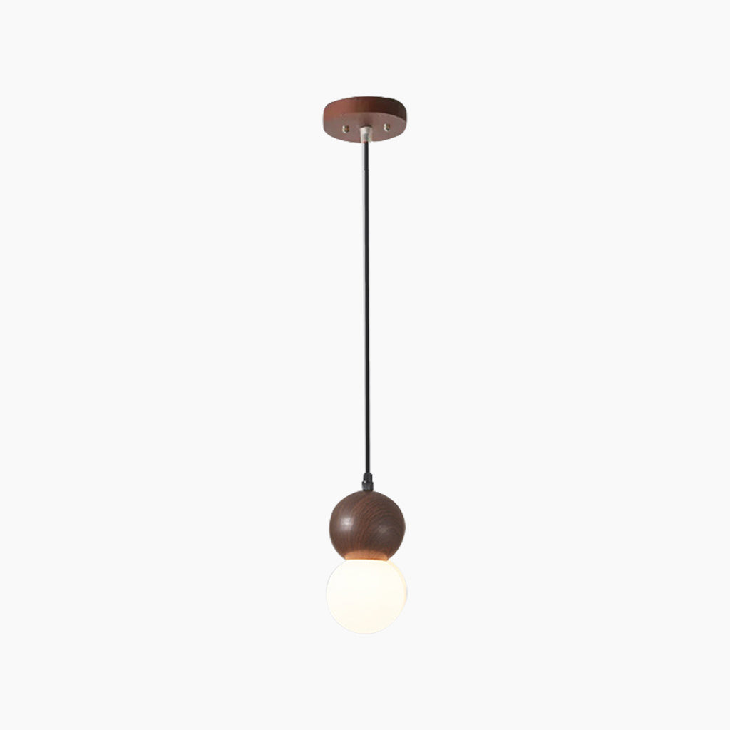 Suspension Globe Mini en Bois et Verre