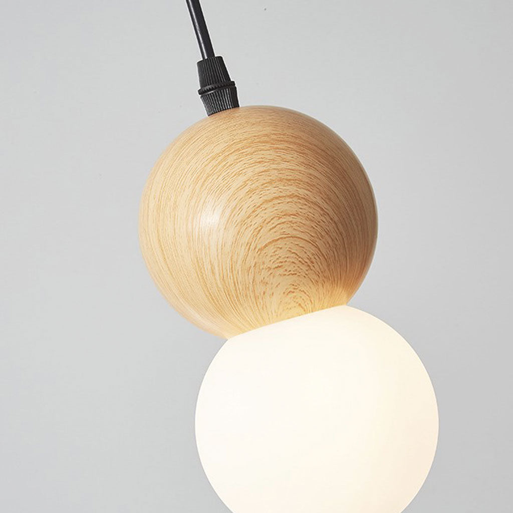 Suspension Globe Mini en Bois et Verre