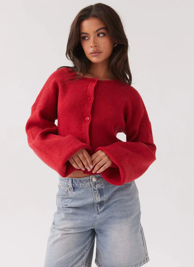 Cardigan Rouge Essentiel pour Femmes