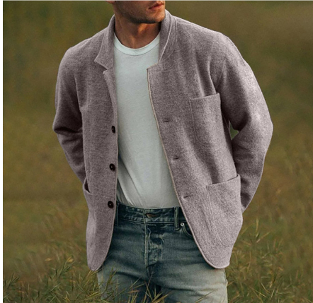 Cardigan Boutonné Moderne à Double Poche pour Homme