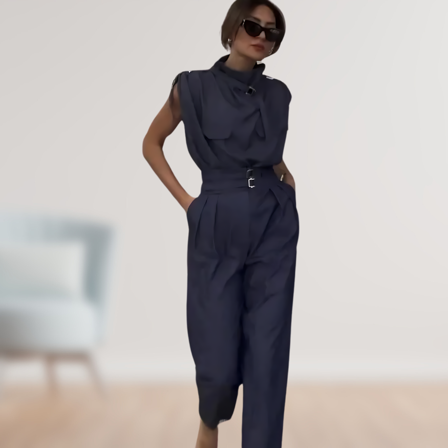 Ensemble Haut Sans Manches Avec Col Montant Et Pantalon pour Femme