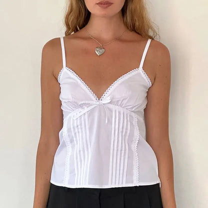 Chic crop top avec décolleté en V et nœud ajustable