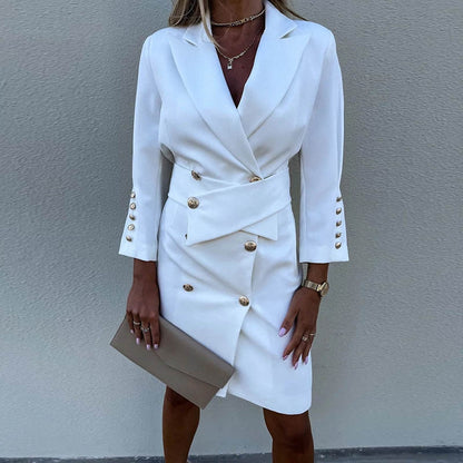 Robe Blazer Élégante à Boutons Doubles pour Femmes