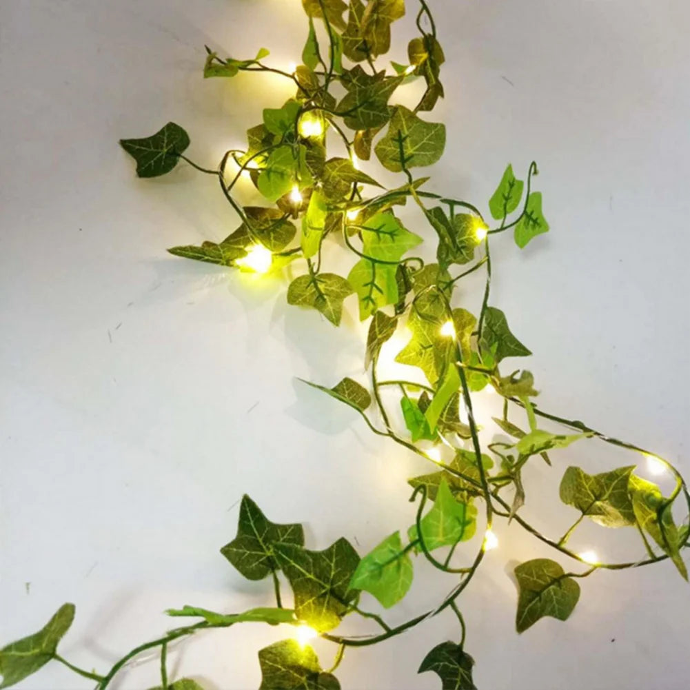 Guirlande Lumineuse LED Feuilles Vertes Alimentée par Piles