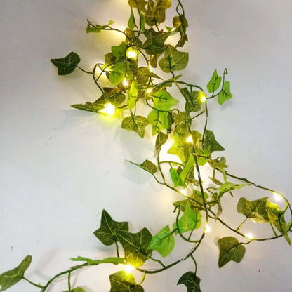 Guirlande Lumineuse LED Feuilles Vertes Alimentée par Piles