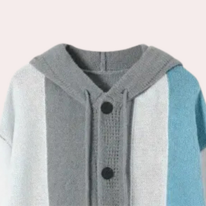 Cardigan Moderne Oversize Bicolore à Capuche pour Femme