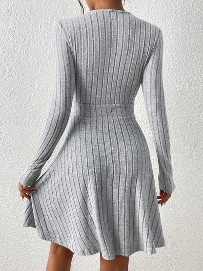 Robe Midi Tricotée Élégante Manches Longues pour Femme