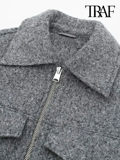 Veste Croppée avec Poches Patch pour Femme