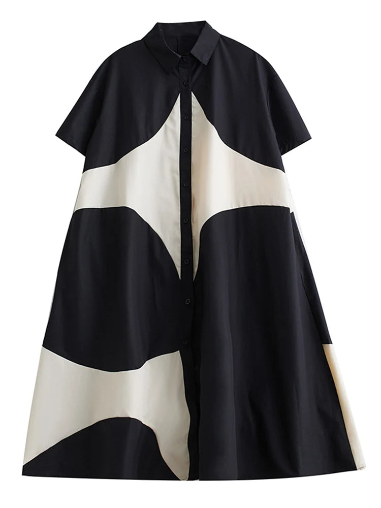 Robe Mi Longue Évasée Bicolore Chic Pour Femme