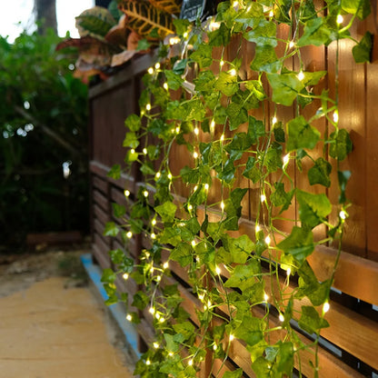 Guirlande Lumineuse LED Feuilles Vertes Alimentée par Piles