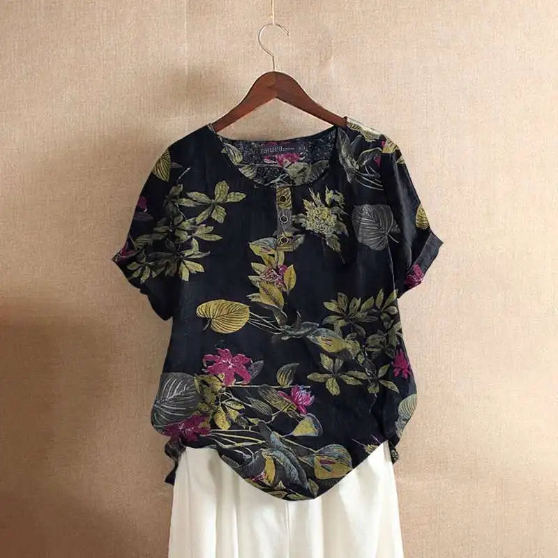 Chemisier Imprimée Florale À Col Rond Pour Femmes