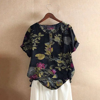 Chemisier Imprimée Florale À Col Rond Pour Femmes