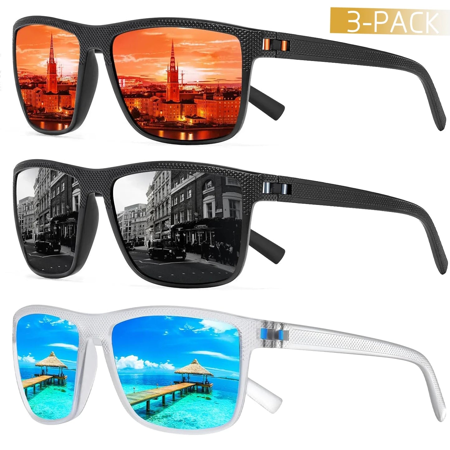 Lunettes de soleil à protection ultime hommes pack de 3