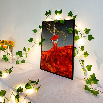 Guirlande Lumineuse LED Feuilles Vertes Alimentée par Piles