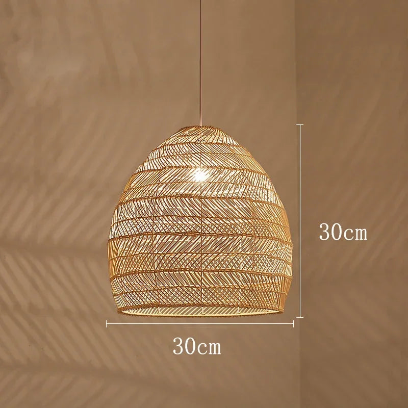 Lampe pendante Cloche en rotin fabriquée à la main