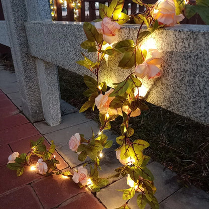 Guirlande Lumineuse LED Feuilles Vertes Alimentée par Piles