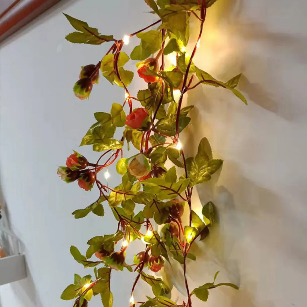 Guirlande Lumineuse LED Feuilles Vertes Alimentée par Piles