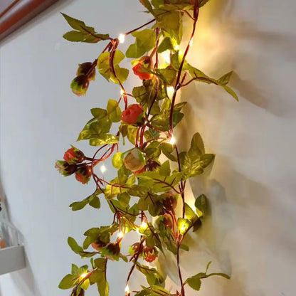 Guirlande Lumineuse LED Feuilles Vertes Alimentée par Piles