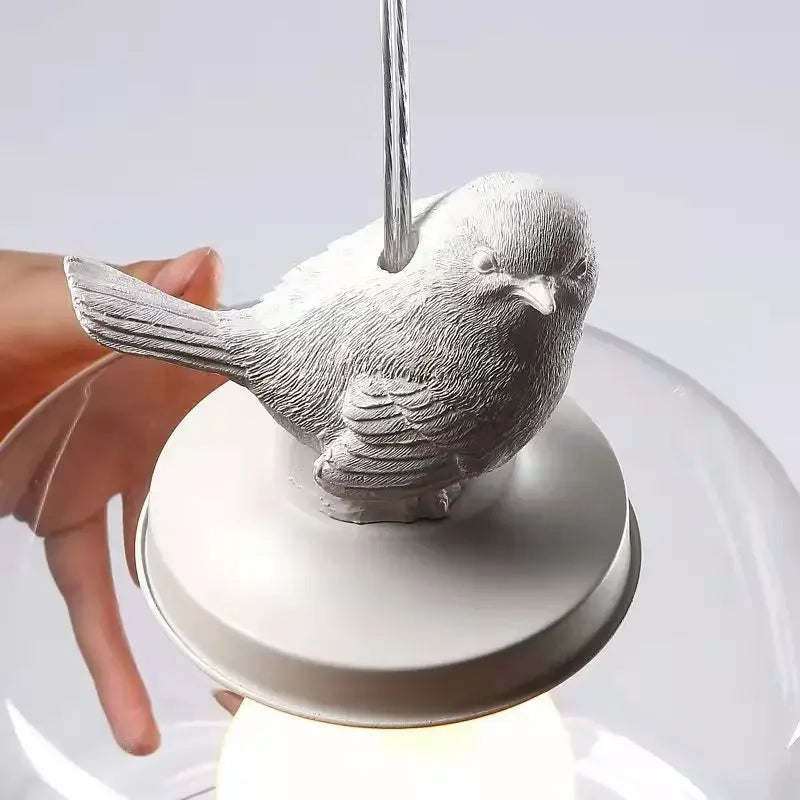 Lampe Pendante Ambiance Oiseaux en Verre Nordique