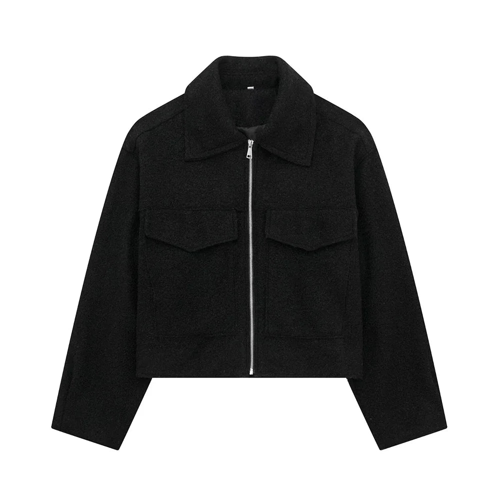 Veste Croppée avec Poches Patch pour Femme