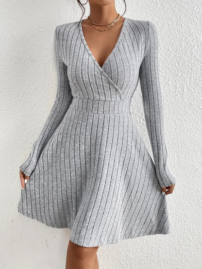 Robe Midi Tricotée Élégante Manches Longues pour Femme