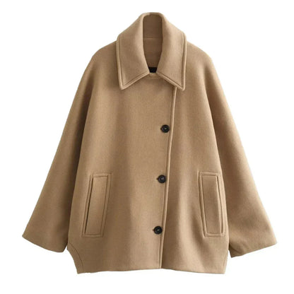 Veste d'Hiver Chic Style Cape Boutonnée pour Femmes