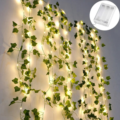 Guirlande Lumineuse LED Feuilles Vertes Alimentée par Piles