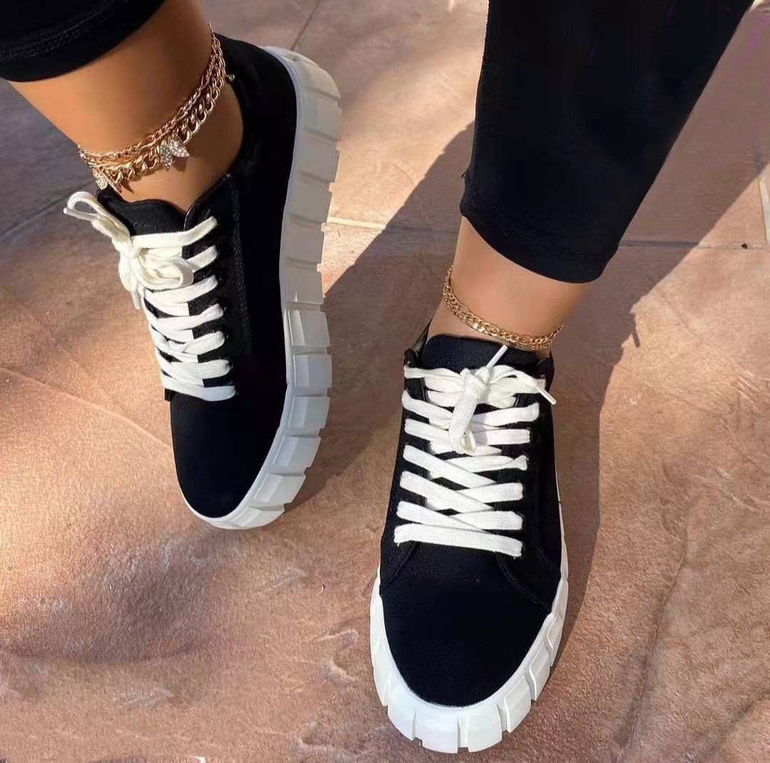 Sneakers Confortables et Stylées avec Lacets Femmes