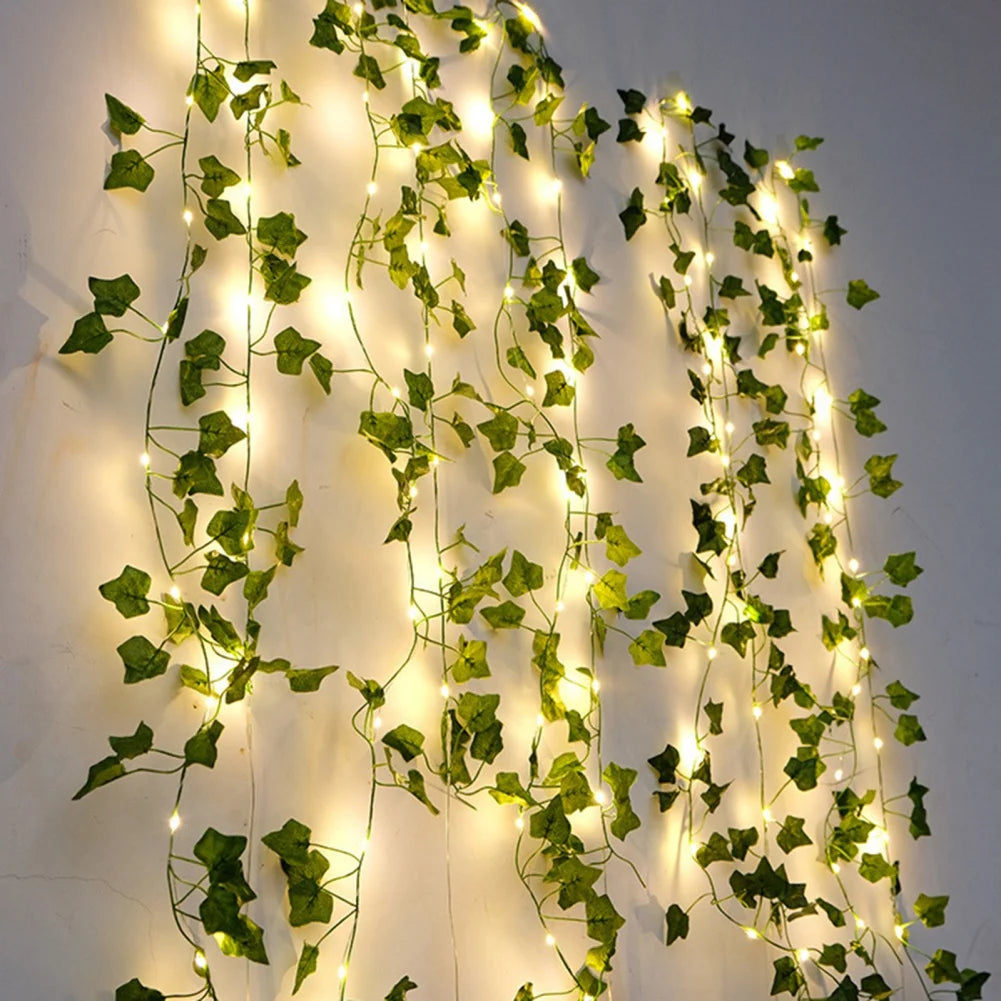 Guirlande Lumineuse LED Feuilles Vertes Alimentée par Piles