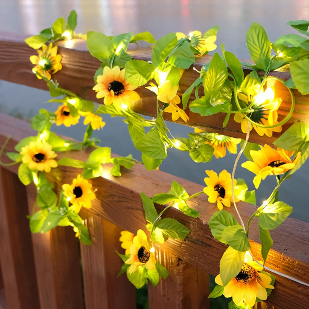 Guirlande Lumineuse LED Feuilles Vertes Alimentée par Piles