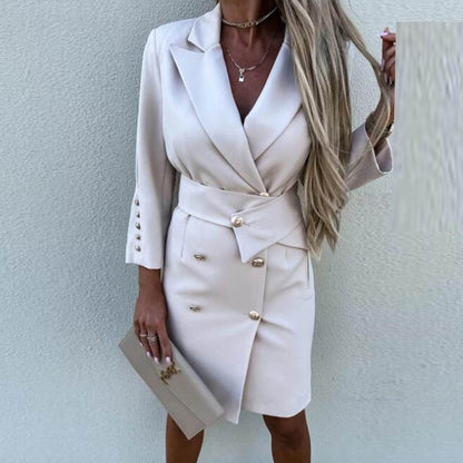 Robe Blazer Élégante à Boutons Doubles pour Femmes