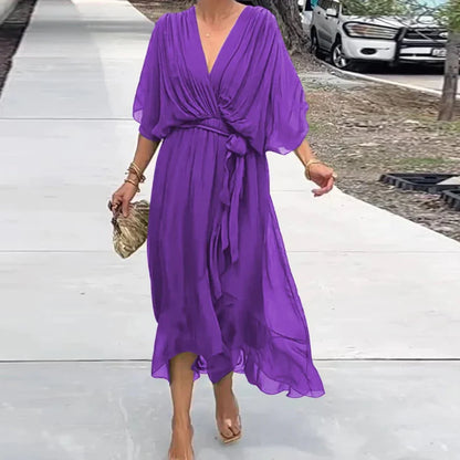 Robe d'été élégante à col en V