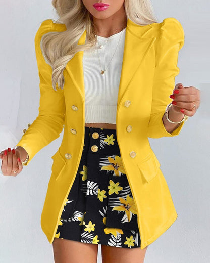 Ensemble Blazer Jupe Floral Premium pour Femmes