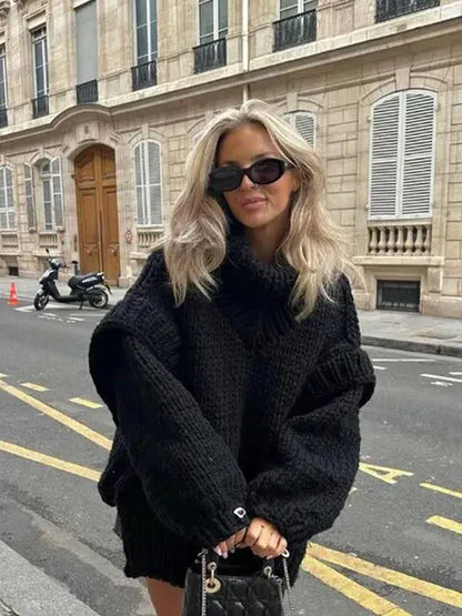 Moderne Pull Tricoté Surdimensionné Stylé pour Femmes