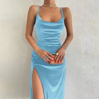 Robe Longue Sans Manches À Encolure Bénitier Chic Femme