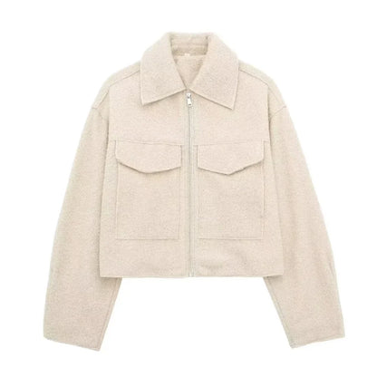 Veste Croppée avec Poches Patch pour Femme