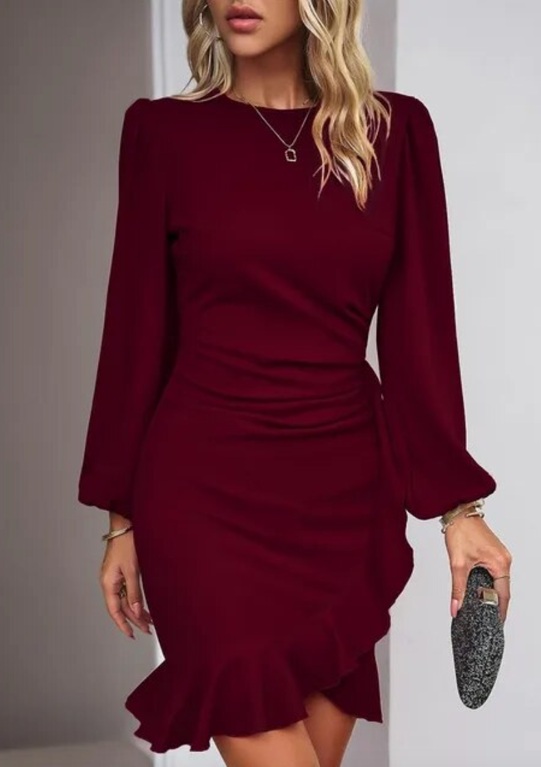 Robe Mini Bodycon avec Ourlet Asymétrique Femmes