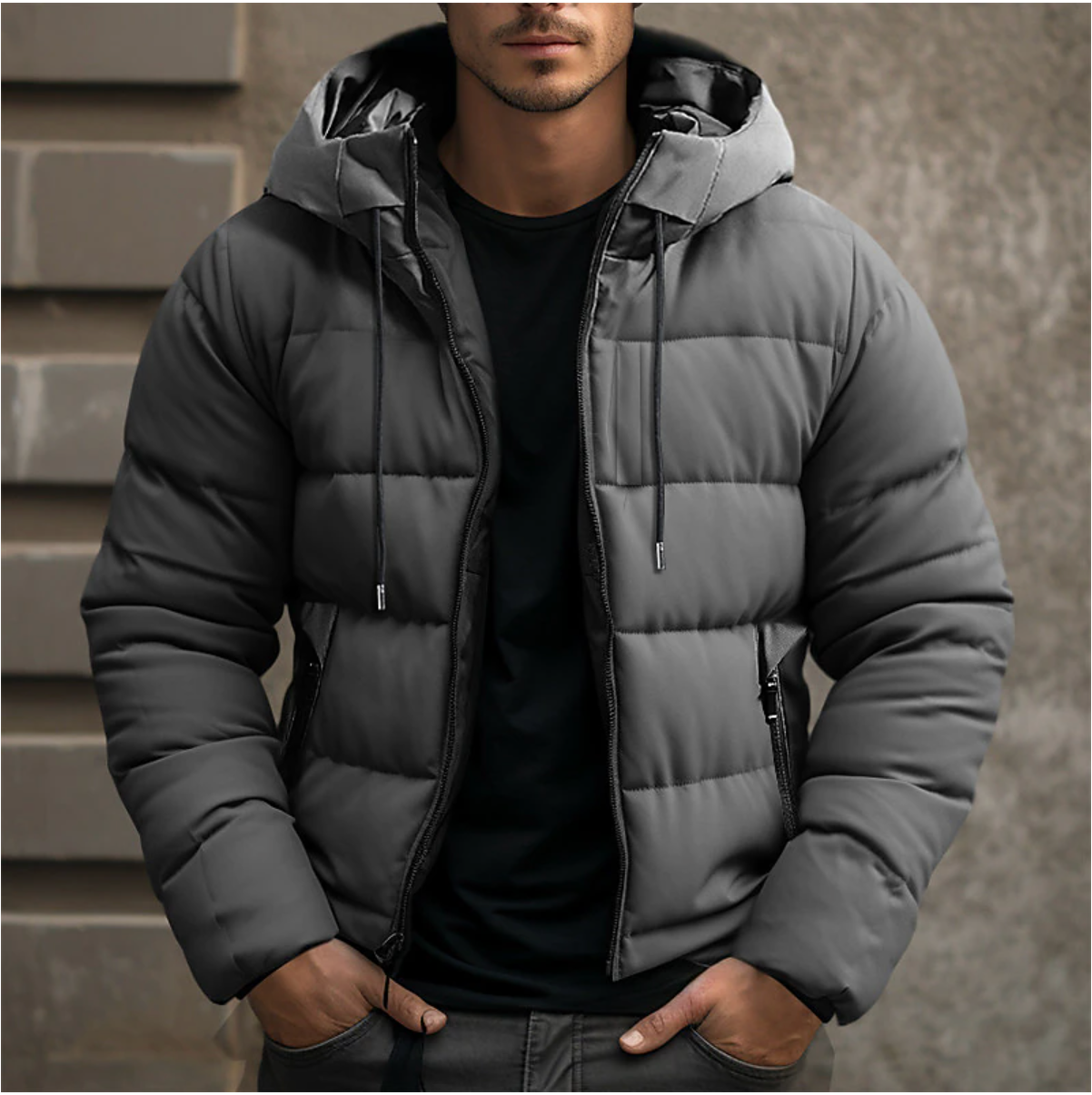 Veste d'Hiver Puffer Imperméable et Chaude Hommes