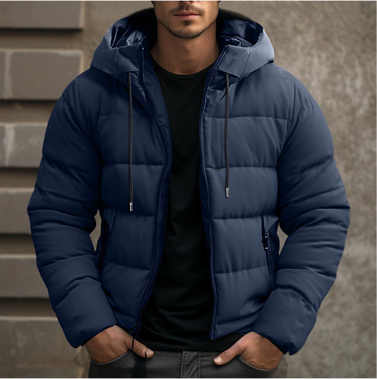 Veste d'Hiver Puffer Imperméable et Chaude Hommes